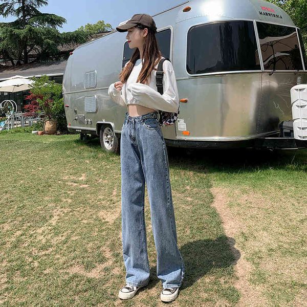 women's jeans wide leg pants high waist spring 2021 straight tube loose drape thin trousers, Blue
women's jeans wide leg pants high waist spring 2021 straight tube loose drape thin trousers, Blue