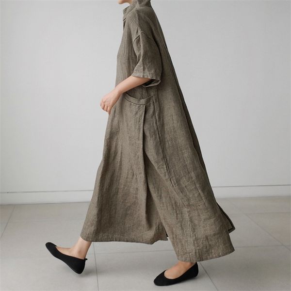 johnature women vintage cotton linen dresses v-neck solid color robes new summer short sleeve pockets female loose dresses 210331, Black;gray
johnature women vintage cotton linen dresses v-neck solid color robes new summer short sleeve pockets female loose dresses 210331, Black;gray