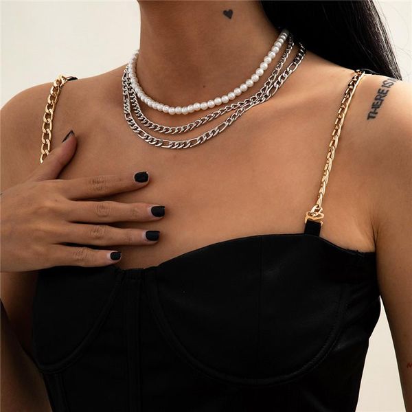 chains korean version simple generous imitate pearl chain necklace female jewelry iron design grinding cross multi-layer, Silver
chains korean version simple generous imitate pearl chain necklace female jewelry iron design grinding cross multi-layer, Silver