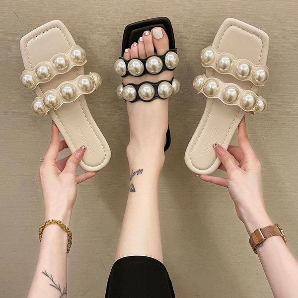 female shoes slippers women summer slides string bead fashion 2021 flat beach luxury pu bonded leather rubber, Black
female shoes slippers women summer slides string bead fashion 2021 flat beach luxury pu bonded leather rubber, Black