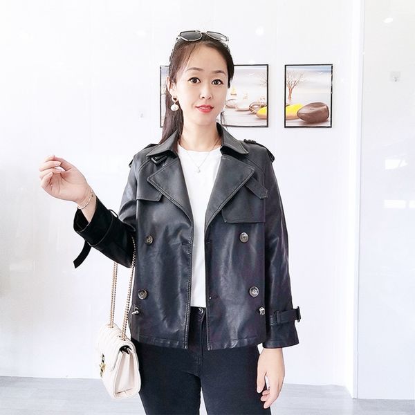 628 autumn new women's pu motorcycle leather women's short korean slim fit large and small leather et, Black;brown
628 autumn new women's pu motorcycle leather women's short korean slim fit large and small leather et, Black;brown