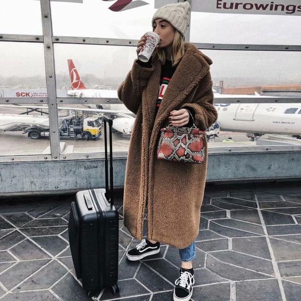 women's wool & blends winter women blend coat long sleeve turn down collar fashionable lambs, Black
women's wool & blends winter women blend coat long sleeve turn down collar fashionable lambs, Black