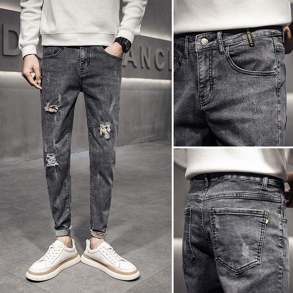 men's jeans slim fashion youth 2021 autumn korean version fit versatile pencil leg pants gray hole city boy package mail, Blue
men's jeans slim fashion youth 2021 autumn korean version fit versatile pencil leg pants gray hole city boy package mail, Blue