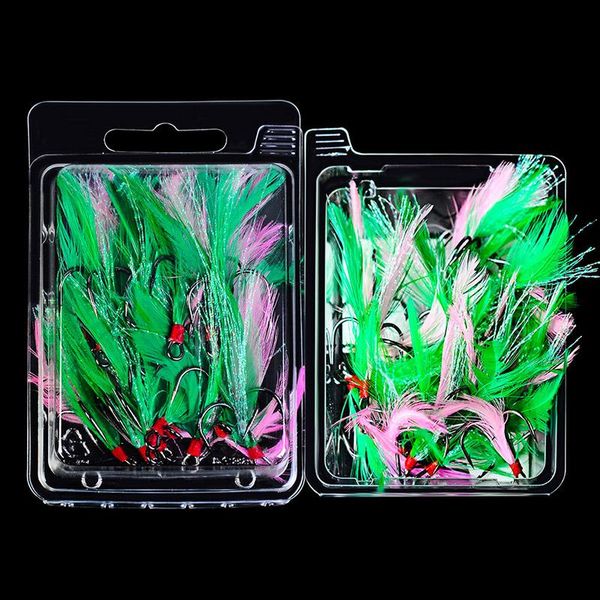 box fishing treble hooks feather dressed flash hook round kit lure bait psen999
