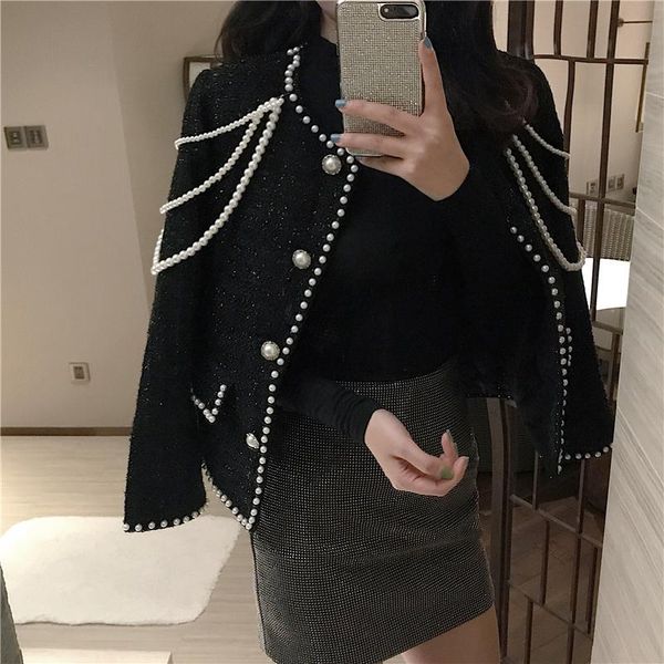 women's jackets luxuriy pearls beading tweed women o-neck long sleeve autumn winter coat vintage fashion wool outwear, Black;brown
women's jackets luxuriy pearls beading tweed women o-neck long sleeve autumn winter coat vintage fashion wool outwear, Black;brown