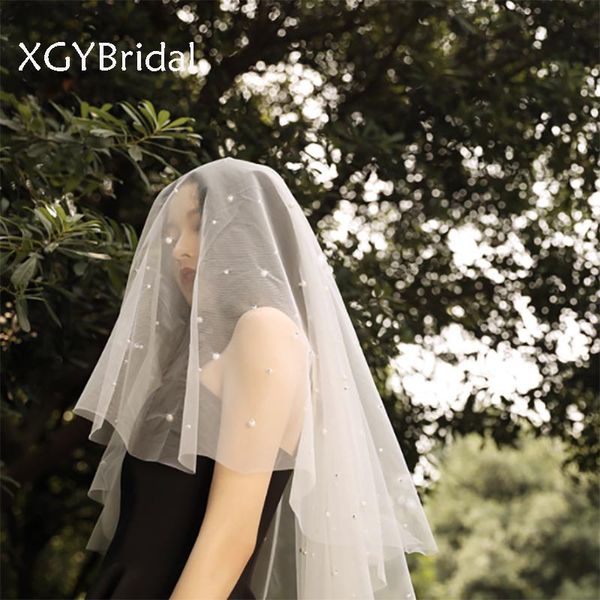 bridal veils arrival beaded veil short two layer lace edge white wedding accessories with comb, Black
bridal veils arrival beaded veil short two layer lace edge white wedding accessories with comb, Black