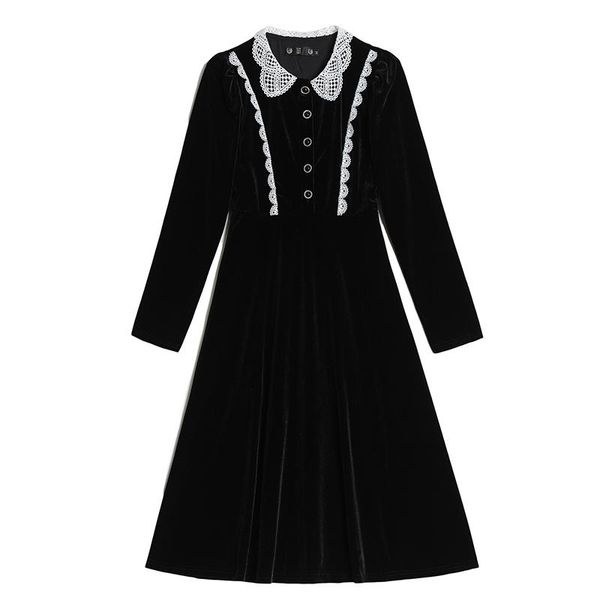 elegant a-line velvet dress women pastel long sleeve plus size lace vestido festa spring fall style clothes casual dresses, Black;gray
elegant a-line velvet dress women pastel long sleeve plus size lace vestido festa spring fall style clothes casual dresses, Black;gray