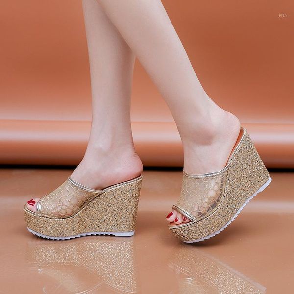 fashion golden women slippers summer shoes platform(4cm) outside fitting-room 11cm high heels wedges solid mesh female slides1, Black
fashion golden women slippers summer shoes platform(4cm) outside fitting-room 11cm high heels wedges solid mesh female slides1, Black