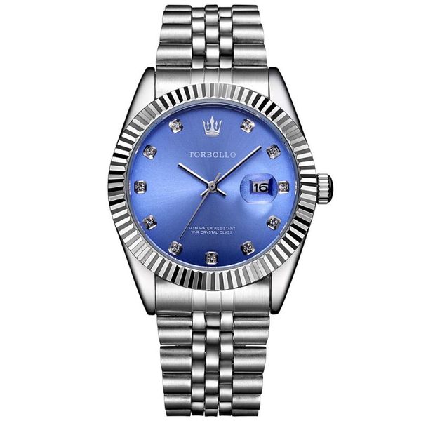 wristwatches torbollo brand quartz watch men silver blue date analog 3atm waterproof mens wrist relogio masculino, Slivery;brown
wristwatches torbollo brand quartz watch men silver blue date analog 3atm waterproof mens wrist relogio masculino, Slivery;brown