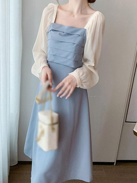 casual dresses autumn ladies korean french fashion temperament gentle leisure fixed waist square neck stitching long sleeve dress, Black;gray
casual dresses autumn ladies korean french fashion temperament gentle leisure fixed waist square neck stitching long sleeve dress, Black;gray