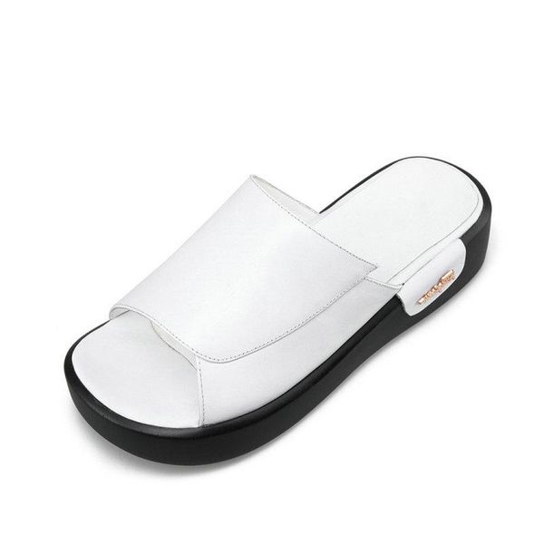 summer genuine leather women slippers classic platform shallow med heels casual shoes woman party basic, Black
summer genuine leather women slippers classic platform shallow med heels casual shoes woman party basic, Black