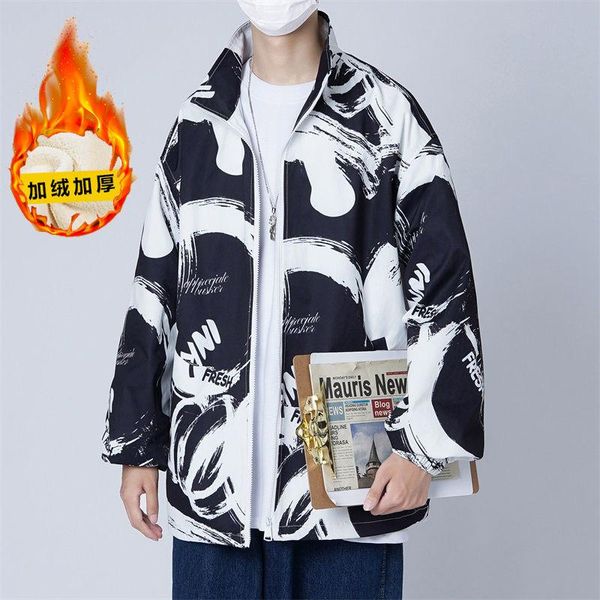 men's jackets pr winter warm jacket fashion print fleece men coats hong kong style oversize male vintage hip hop man parka clothes, Black;brown
men's jackets pr winter warm jacket fashion print fleece men coats hong kong style oversize male vintage hip hop man parka clothes, Black;brown