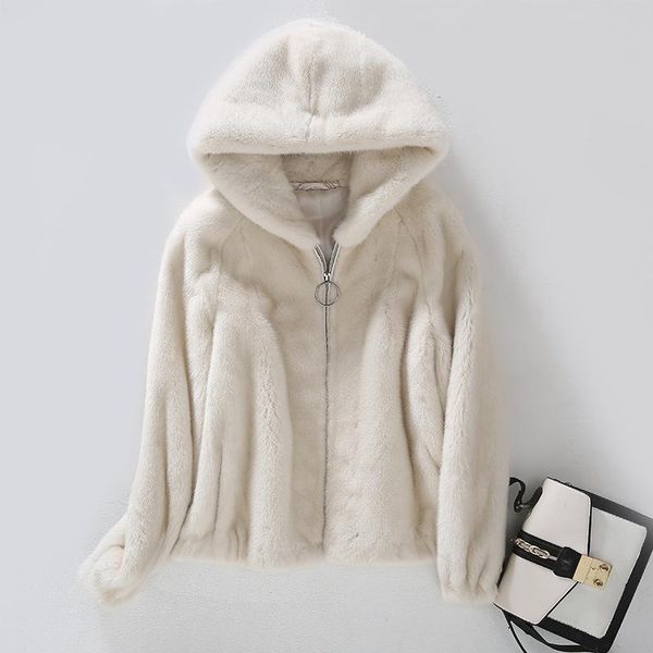 women's fur & faux natural mink coat overall short paragraph winter jacket leather fashion hooded, Black
women's fur & faux natural mink coat overall short paragraph winter jacket leather fashion hooded, Black