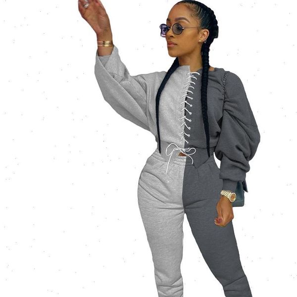 casual two piece set color womens tracksuits patchwork cross bandage sweater long pants loose streetwear outfit winter clothes, Gray
casual two piece set color womens tracksuits patchwork cross bandage sweater long pants loose streetwear outfit winter clothes, Gray