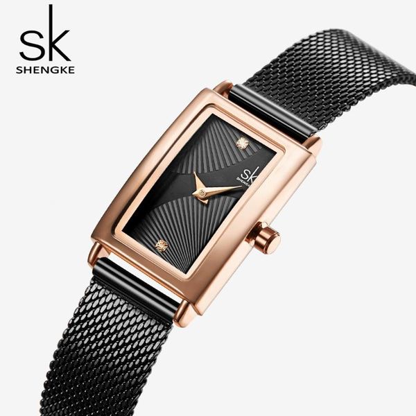 wristwatches shengke fashion rectangle dial quartz watches women's lady black stainless steel mesh band watch clock, Slivery;brown
wristwatches shengke fashion rectangle dial quartz watches women's lady black stainless steel mesh band watch clock, Slivery;brown