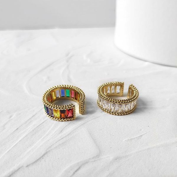 wide rectangle rainbow cz zircon rings linked beads clear crystal adjustable open rings for women floral edged vintage ring gift, Golden;silver
wide rectangle rainbow cz zircon rings linked beads clear crystal adjustable open rings for women floral edged vintage ring gift, Golden;silver