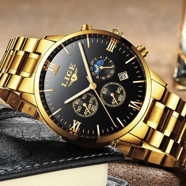 fashion gold watches men's stainless steel waterproof quartz clock male military watch relogio masculino wristwatches, Slivery;brown
fashion gold watches men's stainless steel waterproof quartz clock male military watch relogio masculino wristwatches, Slivery;brown