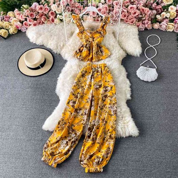 short ruffled sling two-piece suit summer high waist thin harem pants printed beach gk407 210506, White
short ruffled sling two-piece suit summer high waist thin harem pants printed beach gk407 210506, White