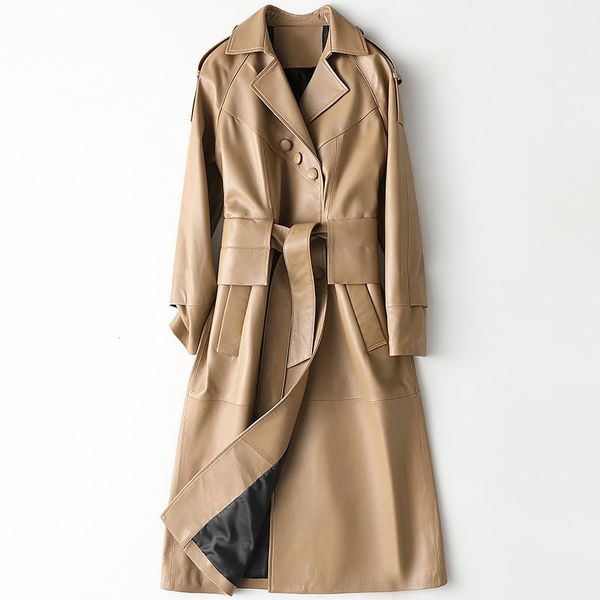 women's leather & faux autumn winter 2021 sheepskin overcoat female women genuine belt long windbreaker causal coat jacket size m-3xl, Black
women's leather & faux autumn winter 2021 sheepskin overcoat female women genuine belt long windbreaker causal coat jacket size m-3xl, Black