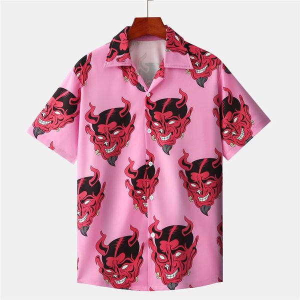 men's casual shirts 2021 europe&america devil printed short sleeve men summer loose hawaiian streetwear hip hop couple beach camisa, White;black
men's casual shirts 2021 europe&america devil printed short sleeve men summer loose hawaiian streetwear hip hop couple beach camisa, White;black