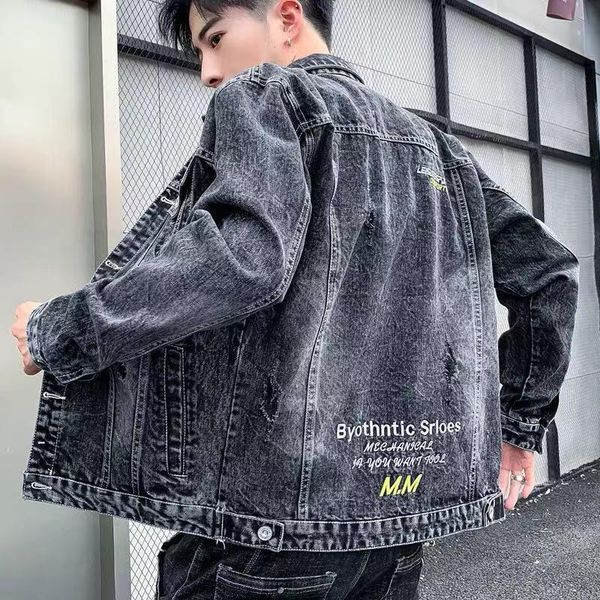 men's jackets denim jacket 2021 trend handsome streetwear washing cargo casual male spring youth teenager embroidery for man, Black;brown
men's jackets denim jacket 2021 trend handsome streetwear washing cargo casual male spring youth teenager embroidery for man, Black;brown