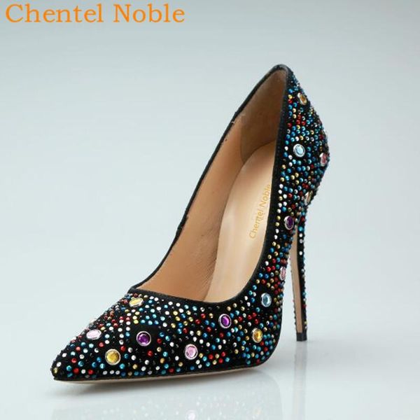 dress shoes colorful crystal high heel real leather suede women shallow mouth pointy toe party diamond wedding woman pumps, Black
dress shoes colorful crystal high heel real leather suede women shallow mouth pointy toe party diamond wedding woman pumps, Black