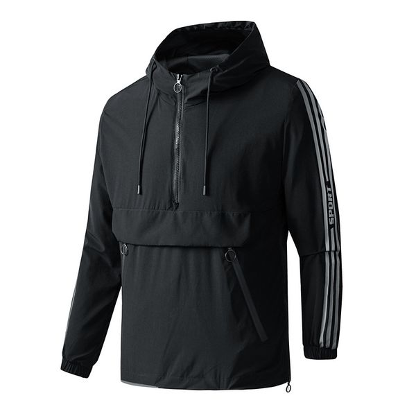 autumn pullover jacket sports coat elastic quick drying loose fashion men's jacket group, Black
autumn pullover jacket sports coat elastic quick drying loose fashion men's jacket group, Black