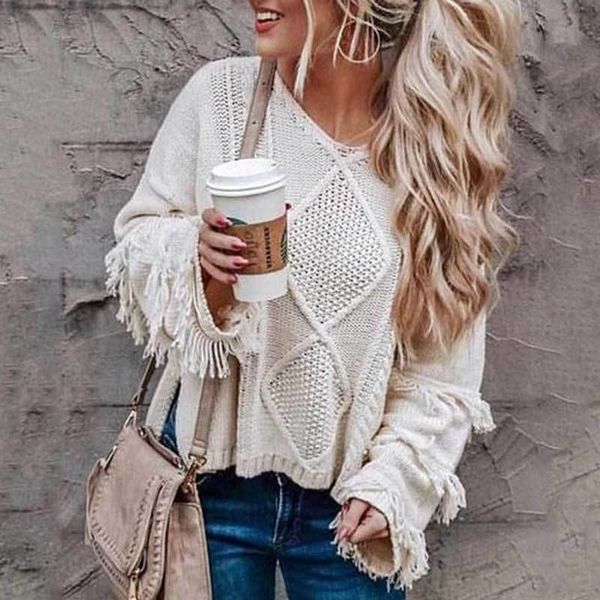 inspired knitwear fringe long sleeve sweater women baggy pullover ladies autumn winter jumper bohemian sweater new 210412, White;black
inspired knitwear fringe long sleeve sweater women baggy pullover ladies autumn winter jumper bohemian sweater new 210412, White;black