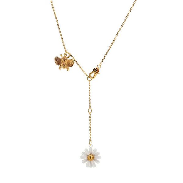european and american trendy net red daisy bee necklace painted white flower clavicle chain a multi-wearing jewelry female pendant necklaces, Silver
european and american trendy net red daisy bee necklace painted white flower clavicle chain a multi-wearing jewelry female pendant necklaces, Silver