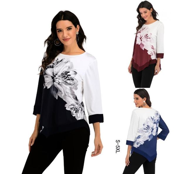 women's blouses & shirts women autumn spring shirt fashion loose blouse o-neck irregular casual floral striped print female plus, White
women's blouses & shirts women autumn spring shirt fashion loose blouse o-neck irregular casual floral striped print female plus, White