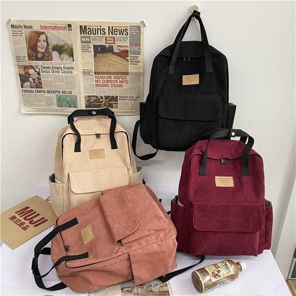 women backpack fashion corduroy girls korean school bags harajuku student large capacity 211215
women backpack fashion corduroy girls korean school bags harajuku student large capacity 211215