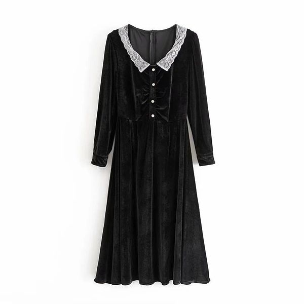 autumn winter women dress velvet lace collar long sleeves midi elegant vintage es for 210420, Black;gray
autumn winter women dress velvet lace collar long sleeves midi elegant vintage es for 210420, Black;gray