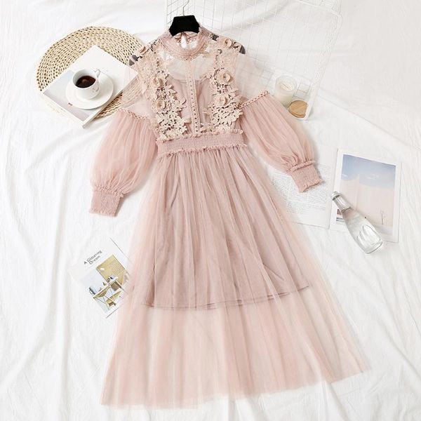 women fashion dress stand collar lantern sleeve mesh see-through lace embroidery fairy femme vestidos robe casual dresses, Black;gray
women fashion dress stand collar lantern sleeve mesh see-through lace embroidery fairy femme vestidos robe casual dresses, Black;gray
