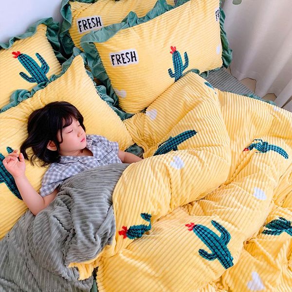 sheets & sets plant cactus yellow gray coral velvet soft comfortable quilt cover four-piece home textile three-piece set sheet
sheets & sets plant cactus yellow gray coral velvet soft comfortable quilt cover four-piece home textile three-piece set sheet
