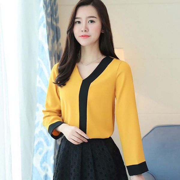 fashion autumn female long sleeve casual loose blouses patchwork color chiffon women's & shirts, White
fashion autumn female long sleeve casual loose blouses patchwork color chiffon women's & shirts, White