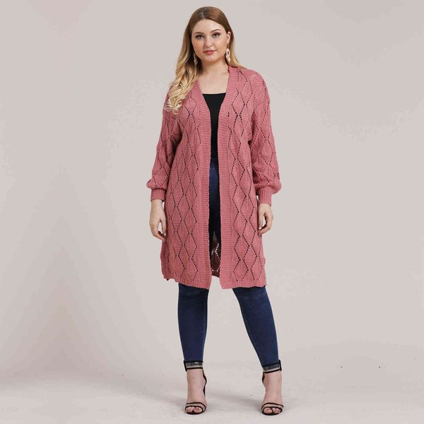 size big clothes autumn winter plaid jacket hollow out woven fabrics mid-length female sweater, Black
size big clothes autumn winter plaid jacket hollow out woven fabrics mid-length female sweater, Black