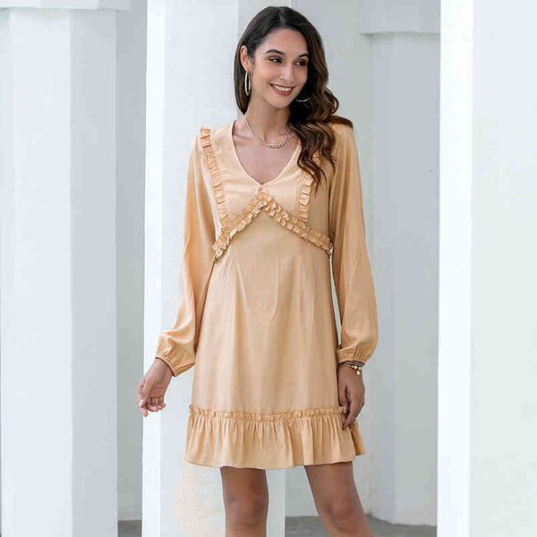female low-cut in v sweet dress autumn fashion solid color frilly hem dresses wl261, Black;gray
female low-cut in v sweet dress autumn fashion solid color frilly hem dresses wl261, Black;gray