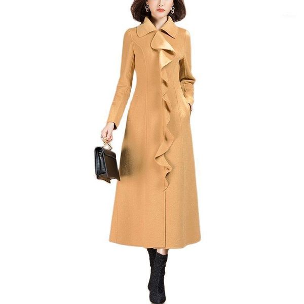 women's wool & blends design autumn winter elegant double-sided women long coat solid casual lapel, Black
women's wool & blends design autumn winter elegant double-sided women long coat solid casual lapel, Black