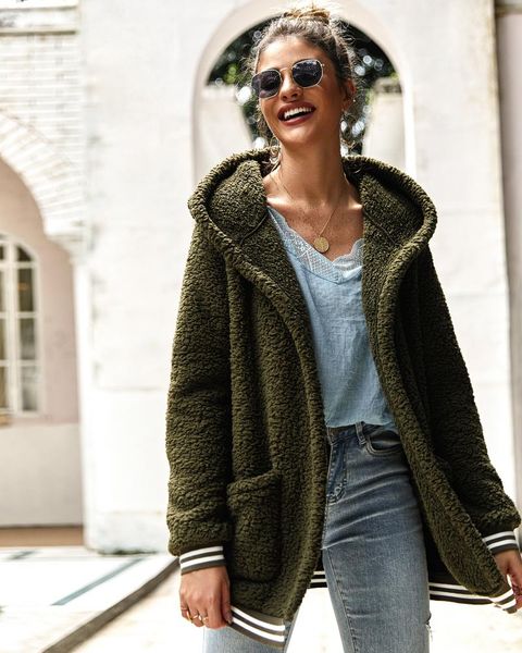 woman jacket europe fashion long sleeeve outfit hooded fleece wool coat women warm fur women's jackets, Black;brown
woman jacket europe fashion long sleeeve outfit hooded fleece wool coat women warm fur women's jackets, Black;brown