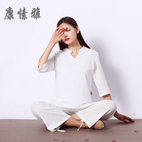 white cotton and hemp kangsuya yoga female lay buddhist meditation suit loose size, Gray
white cotton and hemp kangsuya yoga female lay buddhist meditation suit loose size, Gray