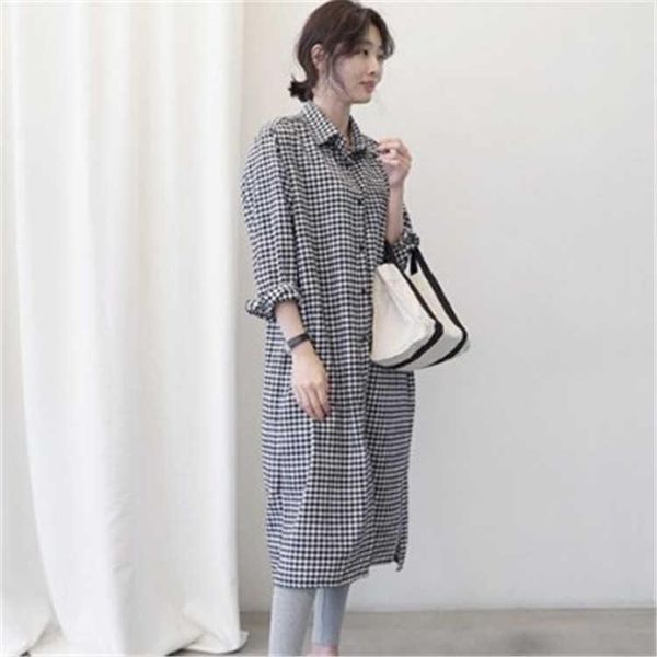 casual dresses 2021 lengthened plaid shirt women's spring loose korean student's underclothing and medium length, Black;gray
casual dresses 2021 lengthened plaid shirt women's spring loose korean student's underclothing and medium length, Black;gray