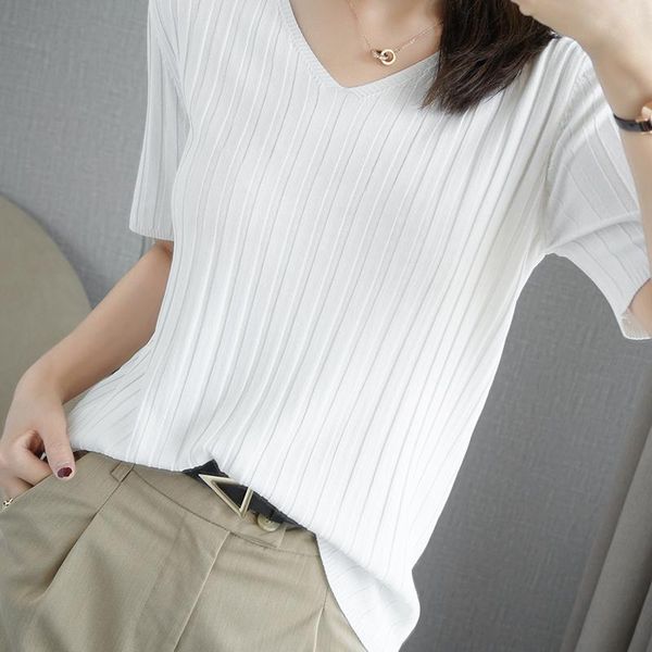 pure cotton short sleeve women's spring and summer 2021 korean half loose v-neck slim t-shirt, White
pure cotton short sleeve women's spring and summer 2021 korean half loose v-neck slim t-shirt, White