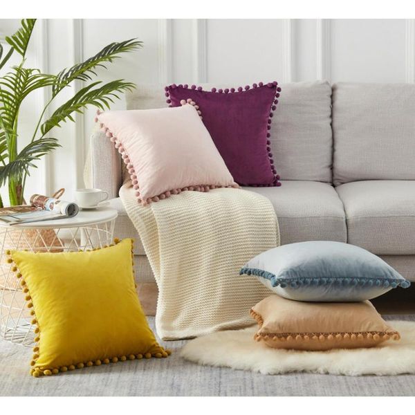 pillow case luxury pom-pom velvet cushions candy color solid zipper cover home decor sofa living room throw 45 x 45cm
pillow case luxury pom-pom velvet cushions candy color solid zipper cover home decor sofa living room throw 45 x 45cm