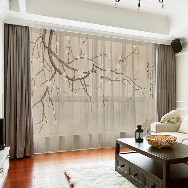 curtain & drapes custom chiffon sheer window drape for nursery kids children living room plum bossom floral khaki gray brown pink blue