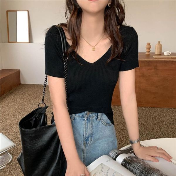 women's sweaters 10 color option knitted sweater summer fashion short sleeve jumper v neck korean style pullover wdc5238, White;black
women's sweaters 10 color option knitted sweater summer fashion short sleeve jumper v neck korean style pullover wdc5238, White;black