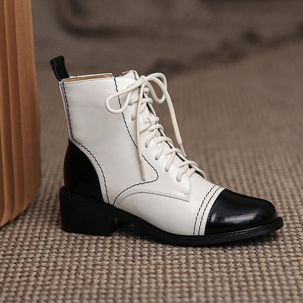 boots winter genuine leather round toe women mixed colors zip female ankle platform shoes cross-tied, Black
boots winter genuine leather round toe women mixed colors zip female ankle platform shoes cross-tied, Black