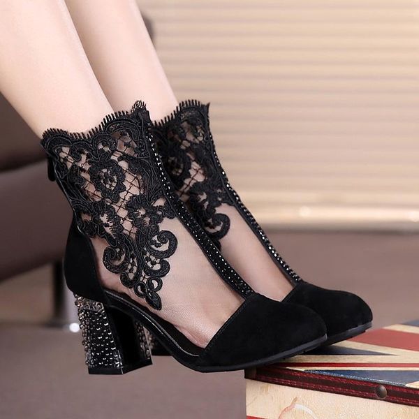 boots 2021 summer leather short breathable hollow mesh cool shoes women's high heels, Black
boots 2021 summer leather short breathable hollow mesh cool shoes women's high heels, Black