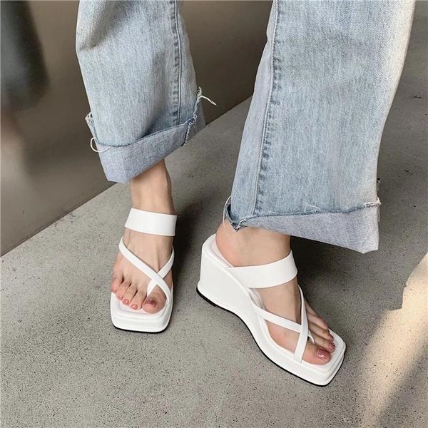 summer wedges flip flop women platform chunky high heels woman casual comfortable outdoor slippers beach shoes, Black
summer wedges flip flop women platform chunky high heels woman casual comfortable outdoor slippers beach shoes, Black