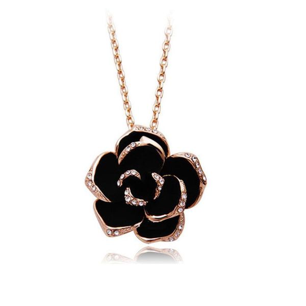 women zircon black rose flower long pendant necklace sweater chain fashion metal crystal necklaces, Silver
women zircon black rose flower long pendant necklace sweater chain fashion metal crystal necklaces, Silver