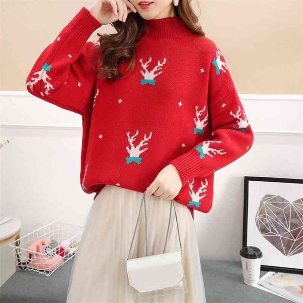 winter red christmas lazy wind wild loose very fairy sweater head female thick 210427, White;black
winter red christmas lazy wind wild loose very fairy sweater head female thick 210427, White;black
